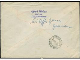 1947/48, Ganzsachenkarte 12 Pf von Neumünster Schleswig nach Toronto Canada und Brief von Abbehausen 1948 nach Südafrika (ung