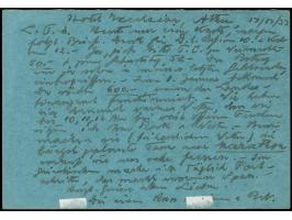 1933, Simonos monastery on Mount Athos 25 L green-blue in corner margin block of eight tied to asking part ‘postage-paid’ pos