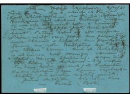 1933, Greek woman from the Dodecanese 10 L vermilion corner margin block of ten tied to postcard with text from a traveller, 