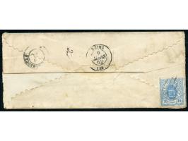 1862, Coat of Arms strip of four 10 c. blue tied to envelope by barred mark, PD and ECHTERNACH 7/III/1862 cds. alongside, sec
