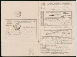 1855/83, 5 envelopes bearing Ceres and Napoleon issues and two ‘renseignements fournis au bureau’, mainly fine.
