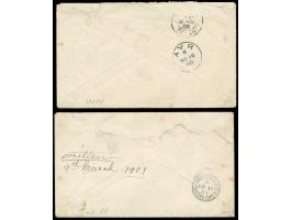 1900/01, Canea two covers franked with 1pia/25c Sage, sent to Scotland, tied with "LA CANEE 9.Nov.00" and "9.Mars.01", the se