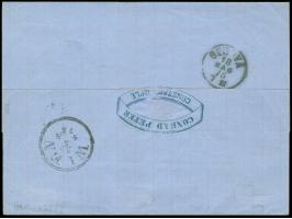 1875, "LETTERE ARIVATE PER MARE VARNA 12/5 75", Ra3 auf 30 So. grün und Paar 10 So. blau auf Briefhülle aus Konstantinopel na