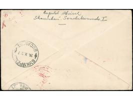 1917, Turkey 20 pa. red postal stationery envelope used uprated with 20 pa. blue and 10 pa green, performing 50 pa. rate plus