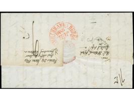 1840, forwarding agents folded envelope from a missionary in Constantinople with red boxed "P.P", transatlantic mail cover se