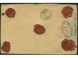 1916, Französische Besetzung: 50 C u. 1 Fr (Aufdruck auf Französisch Congo) auf Zensur- CHARGE-Wertbrief mit 7 Siegeln in die