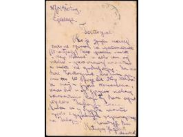 1910, "SENITZE 13.7.910" cds. (Coles-Walker no.39) clear on postal stationery card 20 para rose with transit USKUB cds. on re