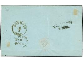 "PONTE ST. PIETRO 4/3" (1859), EKr., klar auf 1858, 5 Soldi, Type I, auf Briefhülle nach Grosio. Ein seltener Stempel. Signie