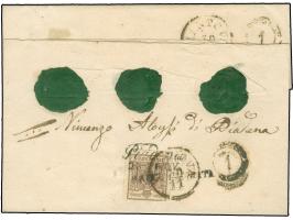 "Piadena 28 NOV.", L2 auf 2 Einzelwerten Handpapier 30 Centesimi (beide einseitig leicht berührt) mit zusätzlichem "RACCOMAND