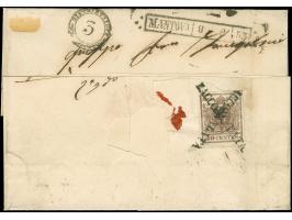 "SABBIONETTA 8 FEB.", L2 sauber auf Handpapier 30 Centesimi auf eingeschriebener Briefhülle nach Mantua, rückseitig frankiert