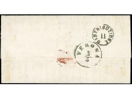 "Venezia 2/3/64", handschriftlicher Entwertung mit Federkreuz, auf 1863,10 Soldi, auf kleinem Faltbrief nach Verona, mit rück