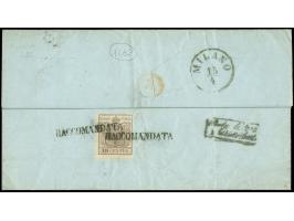 "PONTE VALTELLINA 14/4", EKr. mit zusätzlichem "RACCOMANDATA" auf Handpapier 30 Centesimi, auf eingeschriebenem Faltbrief nac