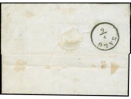 "CHIOGGA 1/6" (1851), EKr. in rostrot (rosastro) auf Handpapier 30 Centesimi, voll- bis breitrandig, auf kleinem Faltbrief na