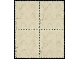 1919, Kriegsbeschädigte 10 + 5 Pfg. mit kopfstehendem und stark waagerecht verschobenem Aufdruck, Viererblock, postfrisch, si