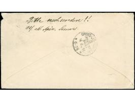 1899, Krone/Adler 20 Pfg. violettultramarin, senkrechtes Paar auf portogerechtem Brief der 2. Gewichtsstufe mit EKr. “APIA / 