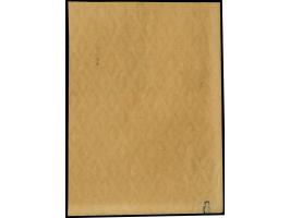 BRITISCHE FÄLSCHUNGEN FÜR DEUTSCHLAND: 1917/18, Germania 15 Pfg. schwarzbläulichviolett, Probedruck, ungezähnt auf gelblichem