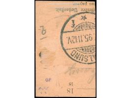 1890/1901, Krone/Adler 25 Pfg. gelblichorange, senkrechtes Paar, sauber gestempelt auf Postanweisungs-Briefstück, unterer Wer