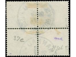 1890/1901, 2 M. dunkelrotkarmin, Viererblock, sauber mit EKr. “HANKAU / DP / 26/5 00” (Steuer x40), der Eckzahn der rechten o