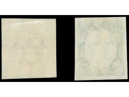 1921, Kogge 25 Pfg., Probedrucke nur des Mittelstückes bzw. nur des Rahmen in verausgabten Farben, ungezähnt, ungummiert