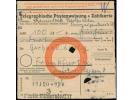 Besonderheiten: 1953, Formular “Telegraphische Postanweisung” über 100 DM mit rückseitigem Stempel “BERLIN-WILMERSDORF 3 17.0