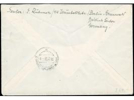1949, Währungsgeschädigte 30 und 20 Pfg. in Mischfrankatur mit Bauten 5 Pfg. je mit Stempel “BERLIN-CHARLOTTENBURG 2 11.2.50”