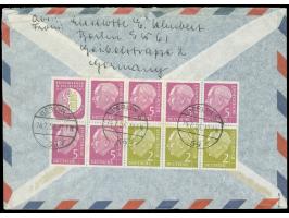 Besonderheiten: 1956, zwei verschiedene Heuss Heftchenblätter ohne Rand je mit Stempel “BERLIN S59 14.7.56” als portogerechte