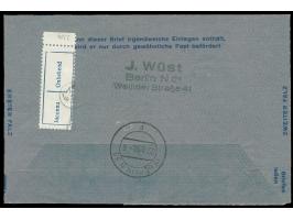 1949, Luftpostfaltbrief 60 Pfg. orangerot auf außen dunkelgraugrünem Papier mit Zufrankatur Währungsgeschädigte 10 und 30 Pfg