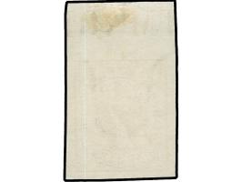 1859, Wappen 7 S. orange, Oberrandstück von Feld 6 mit Buchstaben der Inschrift, breitrandig geschnitten, ungebraucht, ohne G