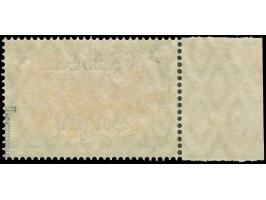 1916, Germania 6,25 F. auf 5 M. grünschwarz/schwärzlichrosarot, „B“ von „Belgien“ unter „F“ stehend, linkes Seitenrandstück, 