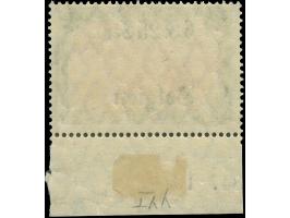 1916, Germania 6,25 F. auf 5 M. grünschwarz/schwärzlichrosarot, „B“ von „Belgien“ unter „6“ stehend, Unterrandstück mit Teil 