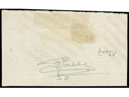 1859, 10 c. blue, horizontal pair with large even margins, parts of 3 neighbour stamps, neatly cancelled by circle of bars. S