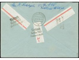 1949, Währungsgeschädigte 10-30 Pfg. kpl. und Bauten 6 Pfg. jeweils mit Stempel “BERLIN N49 11.4.50.” auf um einen Pfennig üb