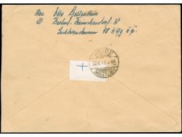 1949, Grünaufdruck 1 M., Goethe 20 Pfg. und Bauten 5 Pfg. jeweils mit Stempel “BERLIN-REINICKENDORF-WEST 3 29.8.49” als porto