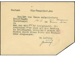 Besonderheiten: 1951, Ganzsachenkarte Schwarzaufdruck 12 Pfg. mit Schrägschnitt durch den Werstempel als Formblatt von “BERLI