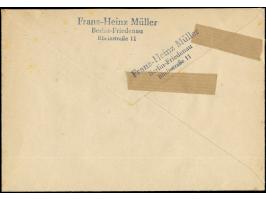 1956, Stadtbilder 1 M. und 15 Pfg. je mit Stempel “BERLIN-FRIEDENAU 23.1.57” als portogerechte Frankatur auf R-Nachnahme-Luft