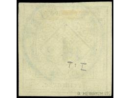 1851, 1 Kr. auf gelbweiß, allseits breitrandig mit blauem DKr. “STUTTGART”, in einwandfreier Erhaltung und bestens sign. Hein