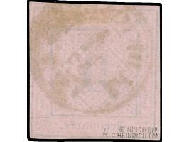 1851, 9 Kr. auf hellilarosa, Type II, allseits vollrandig, farbfrisch mit schwarzem DKr., in einwandfreier Erhaltung und best