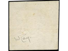 1857, 18 Kr. hellblau, allseits voll- bis überrandig geschnitten mit Teilen von zwei Nachbarmarken, vom oberen Bogenrand stam