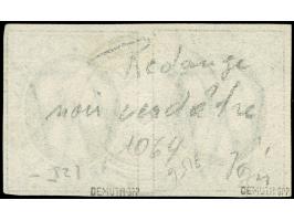1852, 10 c. geenish black, horizontal pair, good to large margins, central strike of target of Echternach (I), vf. Opinion Bö
