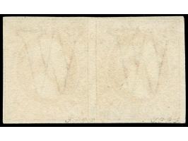 1852, 1 sgr. brown red, horizontal pair with ample to large margins, neattly cancelled by circle of bars, very fine. Opinion 