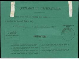 1865/75, 12½ c. rose, tied by c.d.s. "CLAIRVAUX 13 AVRIL 67" to green 'MANDAT DE POSTE' to Luxembourg. Name in address and se