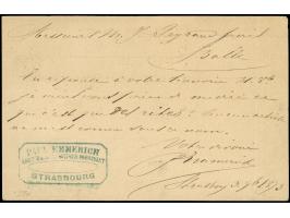 “STRASSBURG i. ELS 3.NOVBR.73” (Spalink 36-4) zweimal klar auf Ganzsachenkarte ½ Gr. mit tarifgerechter Zufrankatur großer Sc