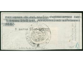 1938, A.O.I. air mail 1 L. blueish-grey tied to £50 receipt by “NEGHELLI GALLAE SIDAMA 9.3.40” cds. to Rome, R. RESIDENZA NEG
