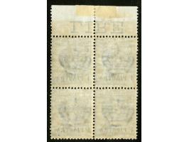 1908, 1 PIASTRA on 25 c. blue, block of four with top margin, mint never hinged, very fine. (Sassone Cat. €480++).

