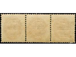 1902, 2 CENTS on 3 c. ,perf. 12¾, normal frame in strip with 2 copies inverted frame, unused