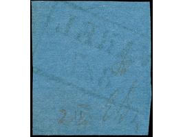 1852, 1/30 Th. auf blau, Type IV, allseits voll- bis breitrandig mit klarem, schwarzen Ra2 “VAREL 8.7.” in einwandfreier Erha