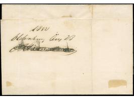1852, 1/30 Th. auf blau, Type II, allseits voll- bis breitrandig mit schwarzem L1 “FRANCO” auf Faltbriefhülle mit schwarzem R