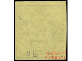 1852, 1/10 Th. auf hellolivgelb, allseits voll- bis breitrandig mit blauem Ra1 “VAREL 24.10.”. Die farbfrische Marke ist in e