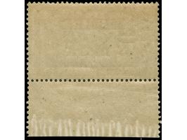 1920, 3 M. auf 2 Fr. dunkelrötlichorange/hellgrünlichblau, weißes Papier, Unterrandstück mit weitem Abstand zwischen 3 und ma