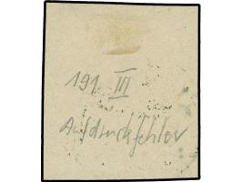 1923, Freimarke 50 L. auf 1000 M. grünlichblau, doppelter Aufdruck - einmal schwächer und Aufdruckfehler “linker Zierbalken z